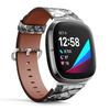 CJBROES Replacement Leather Watch Band, Compatible with Fitbit Versa 3 and Fitbit Sense of Wristband Bracelet Accessory - Watercolor-Tropical-Leopard-Plant view 2