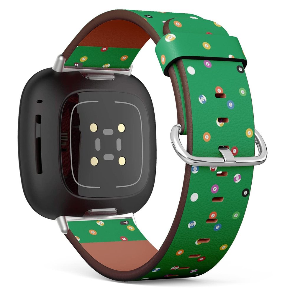 CJBROES Replacement Leather Watch Band, Compatible with Fitbit Versa 3 and Fitbit Sense of Wristband Bracelet Accessory - Billiard-Balls