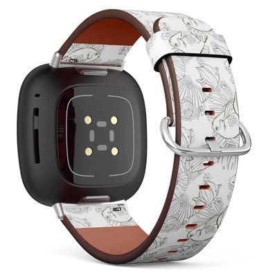 CJBROES Replacement Leather Watch Band, Compatible with Fitbit Versa 3 and Fitbit Sense of Wristband Bracelet Accessory - sea