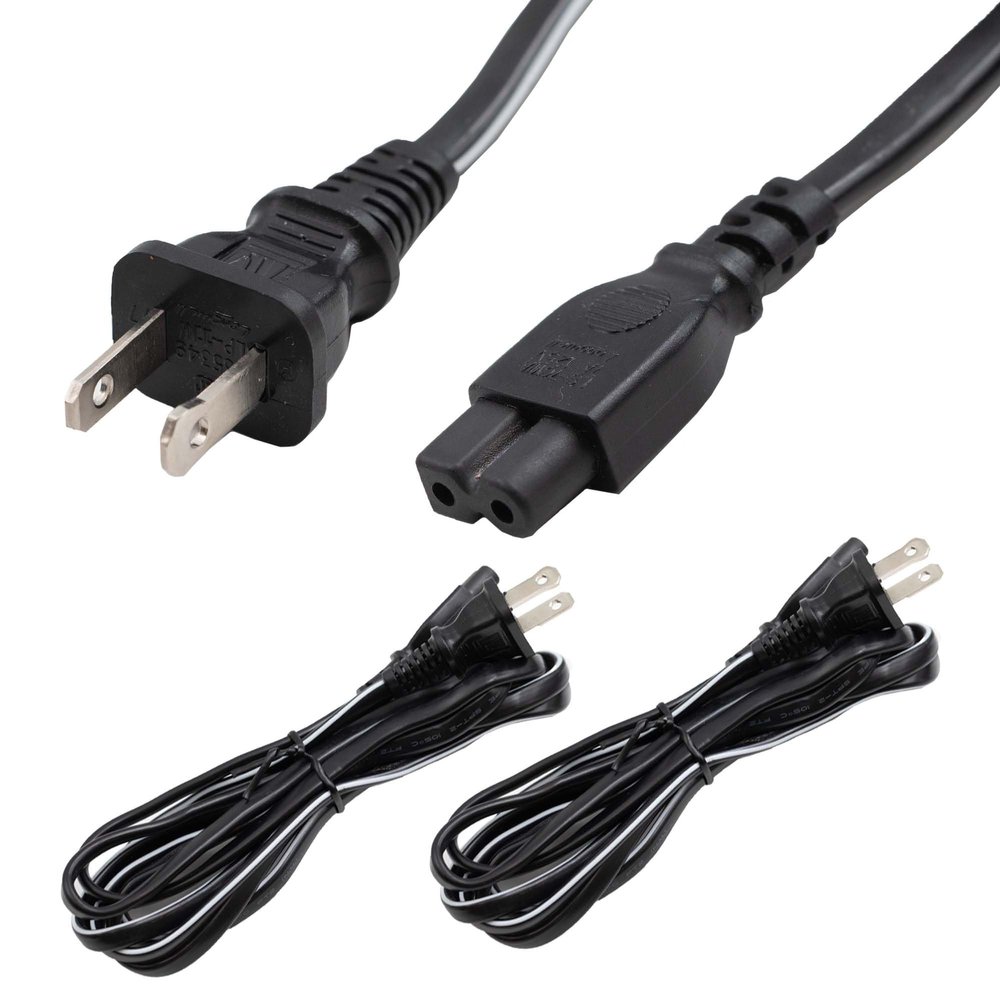 Rebuild Skills 6ft (2Pk) 2 Prong C7 Polarized Vizio TV Power Cord Replacement 6, PS2 Power Cord/Polarized AC Power Cord, Compatible with Vizio TV and Playstation1 & 2