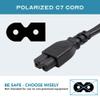 Rebuild Skills 6ft (2Pk) 2 Prong C7 Polarized Vizio TV Power Cord Replacement 6, PS2 Power Cord/Polarized AC Power Cord, Compatible with Vizio TV and Playstation1 & 2 view 2