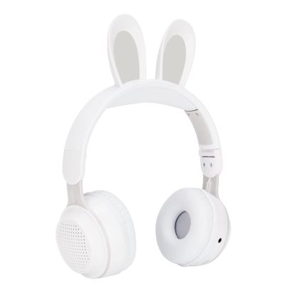 Foldable Bluetooth 5.0 Headphones with Microphone Cute Rabbit Ear Over Ear Headphones for Teens Adults, 12 Hours of Listening Time, TF/Aux, Built in 7 LED