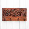 Oak Leaf Coat Hanger - Carved in a 30.5"x10" Solid Wood Board Key Holder Entryway Organizer Towel Rack Leash Holder Rustic Modern view 2