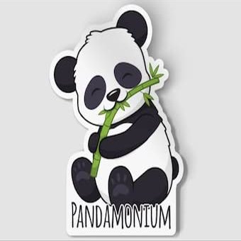 Cute Pandamonium Vinyl Sticker, Cute Panda, Happy Panda, Animal Sticker, Pet Gift Sticker, Laptop Decal, Vinyl Car Decal