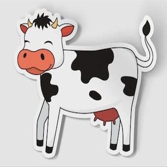 Cute Cow Vinyl Sticker, Milk Cow Sticker, Barnyard Animal Sticker, Pet Gift Sticker, Laptop Decal, Vinyl Decal, Window Decal, Car Decal