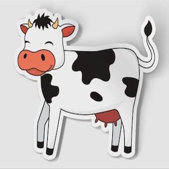 Cute Cow Vinyl Sticker, Milk Cow Sticker, Barnyard Animal Sticker, Pet Gift Sticker, Laptop Decal, Vinyl Decal, Window Decal, Car Decal
