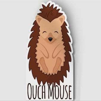 Cute Ouch Mouse Hedgehog Vinyl Sticker, Funny Animal Sticker, Pet Gift Sticker, Vinyl Laptop Decal, Happy Hedgehog Illustration