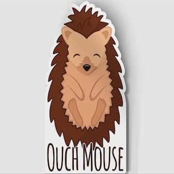 Cute Ouch Mouse Hedgehog Vinyl Sticker, Funny Animal Sticker, Pet Gift Sticker, Vinyl Laptop Decal, Happy Hedgehog Illustration