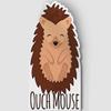 Cute Ouch Mouse Hedgehog Vinyl Sticker, Funny Animal Sticker, Pet Gift Sticker, Vinyl Laptop Decal, Happy Hedgehog Illustration view 1
