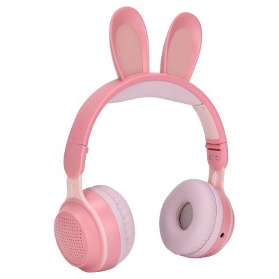 Foldable Bluetooth 5.0 Headphones with Microphone Cute Rabbit Ear Over Ear Headphones for Teens Adults, 12 Hours of Listening Time, TF/Aux, Built in 7