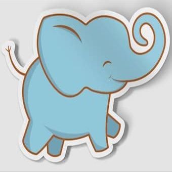 Cute Elephant Vinyl Sticker, Animal Sticker, African Wildlife Sticker, Pet Gift Sticker, Vinyl Laptop Decal, Baby Blue Elephant Stickers