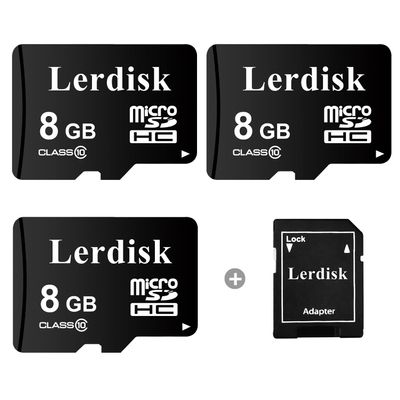 Lerdisk Factory Wholesale Micro SD Card U1 Pack of 3 in Bulk MicroSDHC with Adapter Produced by Authorized Licencee(8GB)