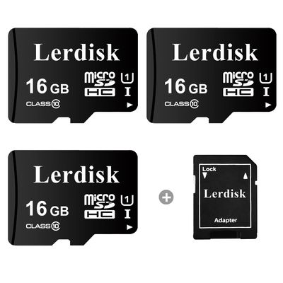 Lerdisk Factory Wholesale Micro SD Card 16GB U1 Pack of 3 Micro SDHC with Adapter Produced by Authorized Licencee(16GB)