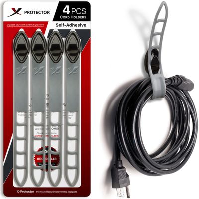 Extension Cord Holder X-Protector - 4 PCS Self-Adhesive Appliance Cord Holder with Manageable Belt - Premium Cord Organizer for Appliances - Universal Storage Straps to Organize Cords Anywhere!