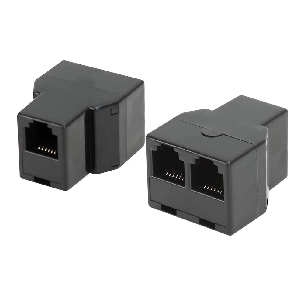 AIMIJIA 3Female Telephone Splitter Adapter Cable,Telephone Landline Cable Connector and Separator (RJ12 6P6C-2 Pack)