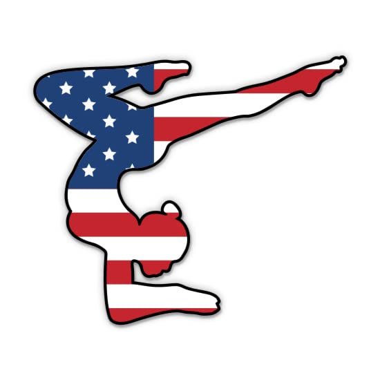 Gymnast American Flag Sticker - Gymnastics Vinyl Decal - 5 in