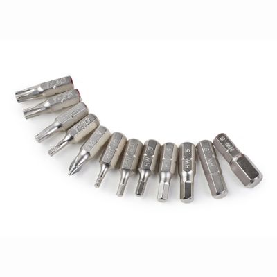 Prestacycle Professional 12-Piece 1/4" S2 Steel Hex Bits Set  Hardened Nickel-Plated Bicycle Tool Bits  Includes HEX, TORX, and PH1 Screwdriver Bits  Durable Bike Repair Bit Kit