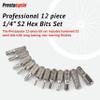 Prestacycle Professional 12-Piece 1/4" S2 Steel Hex Bits Set  Hardened Nickel-Plated Bicycle Tool Bits  Includes HEX, TORX, and PH1 Screwdriver Bits  Durable Bike Repair Bit Kit view 2