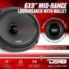 DS18 PRO-ZXI694BM 6 X 9 Inches Pro Audio Mid-Range Loudspeaker with Bullet and Grill 600 Watts 4-Ohm (1 Speaker) view 2