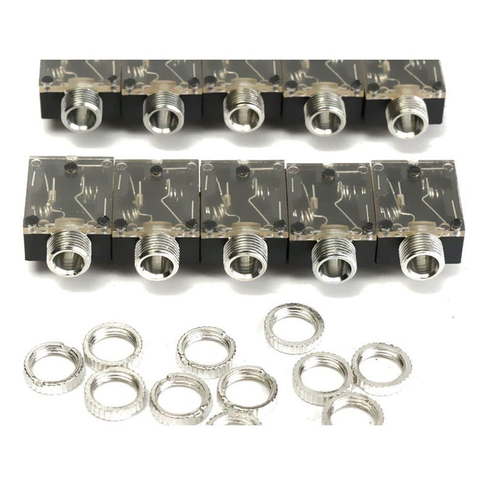 10PCS PJ-324 Headphone Jack 3.5mm Audio Jack with Nut 5-pin Audio Headphone Jack Interface Female PJ324