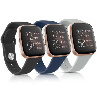 3 Pack Silicone Bands Compatible with Fitbit Versa 2 Bands for Women & Men, Soft Breathable Sport Replacement Wristbands