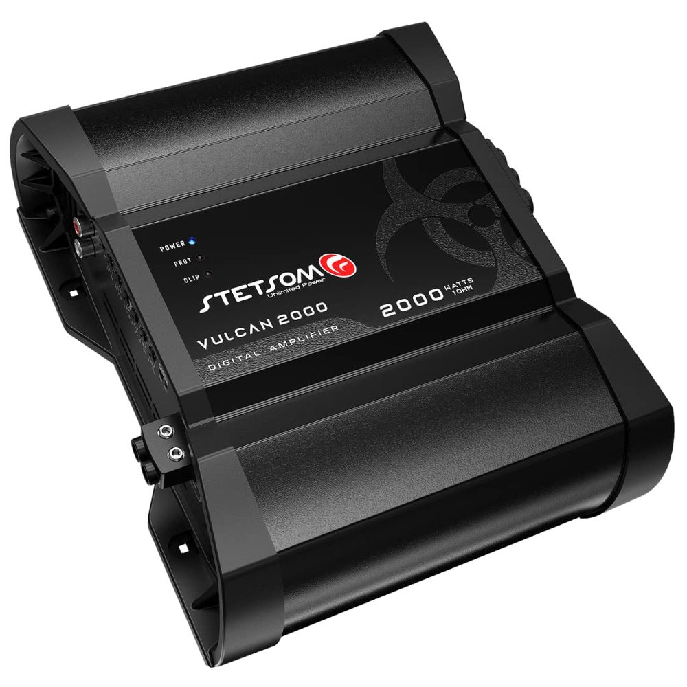Stetsom Vulcan 2000 1 Ohm Car Amplifier, Mono Full Range 2000.1 2K Watts RMS, 1 Stable Car Audio, HD Sound Quality, Crossover & Bass Boost, Car Stereo Speaker Subwoofer MD, Smart Coolers
