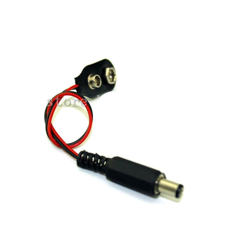 100PCS 9V DC I-Type 5.5 * 2.1mm Battery Power Cable Clip Barrel Jack Connector for Arduino Electronics Stocks