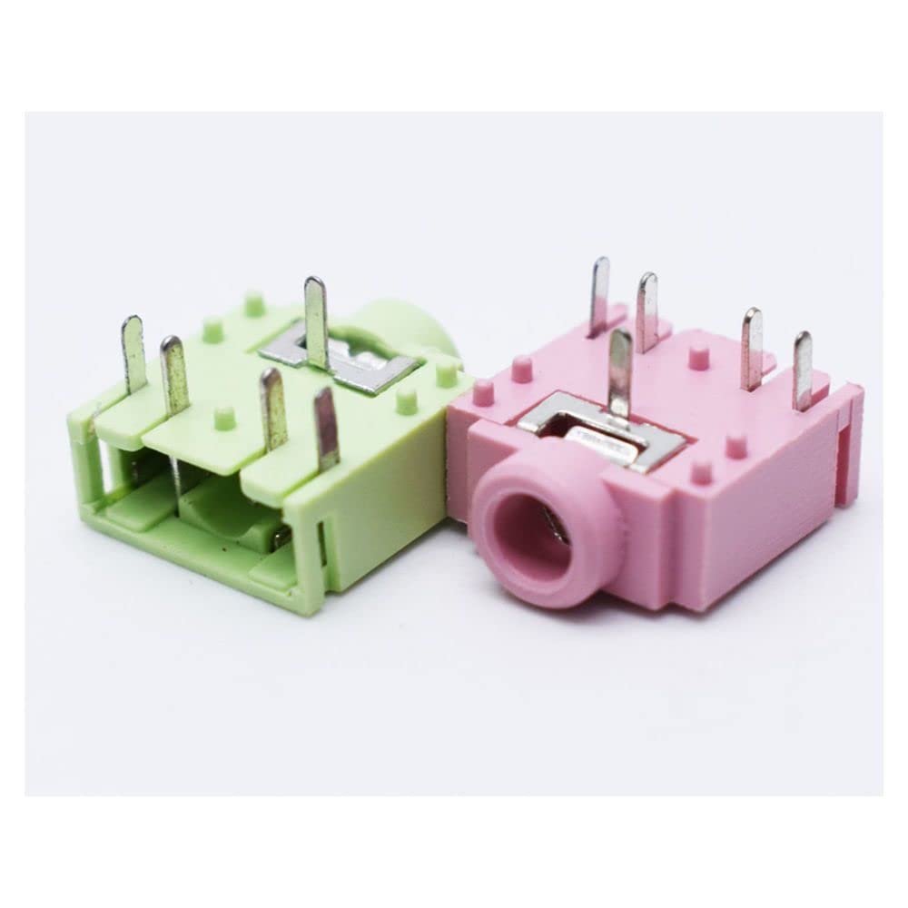 10pcs PJ307 3.5mm Headphone Jack PJ-307C 3F07 5p Audio Socket Green Pink