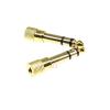 2pcs Gold 6.3mm 1/4" Male Plug to 3.5mm 1/8" Female Jack Stereo Headphone Audio Adapter Home Connectors Adapter Microphone view 2