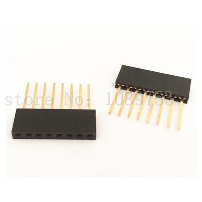 100pcs Black 2.54 mm 8P Stackable Long Legs Female Header for Arduino Shield