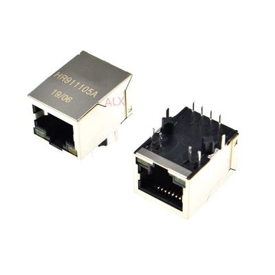 2PCS 911105A RJ45 Network Ethernet Female Socket with Light Right Angle Female Jack Connector