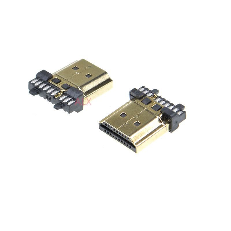 10PCS HDMI Male Plug Connector 19PIN 19P Gold-Plated hd 19 PIN Solder Type