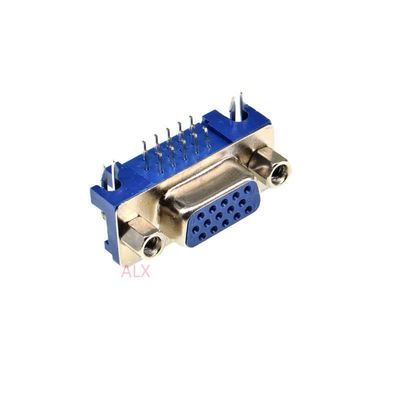 5PCS DB15 DR15 Female PCB Mount Connector Right Angle D-Sub 3Rows Blue Parallel Port CONNECTORS 15pin 15 pin VGA Socket Adapter