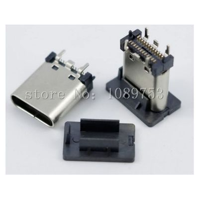 2Pcs USB 3.1 Type C Female Socket Connector Vertical 180 Degree High Speed DIY Connectors