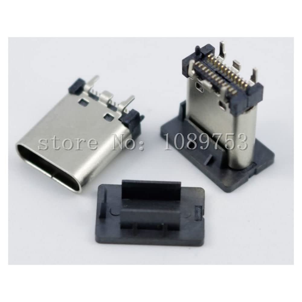 2Pcs USB 3.1 Type C Female Socket Connector Vertical 180 Degree High Speed DIY Connectors