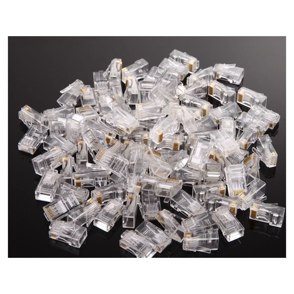100 Pieces RJ45 Modular Plug Network Connector for UTP Cat5 Cat5e Cable Heads