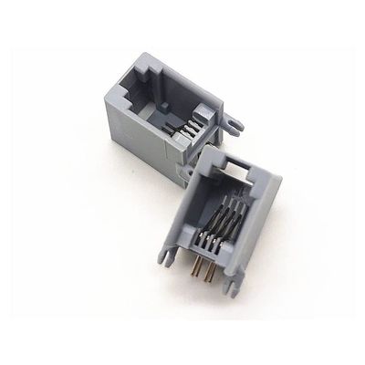 100pcs RJ11 4P4C Female PCB Mount Modular Plug/Jack Network Connector 4P Grey