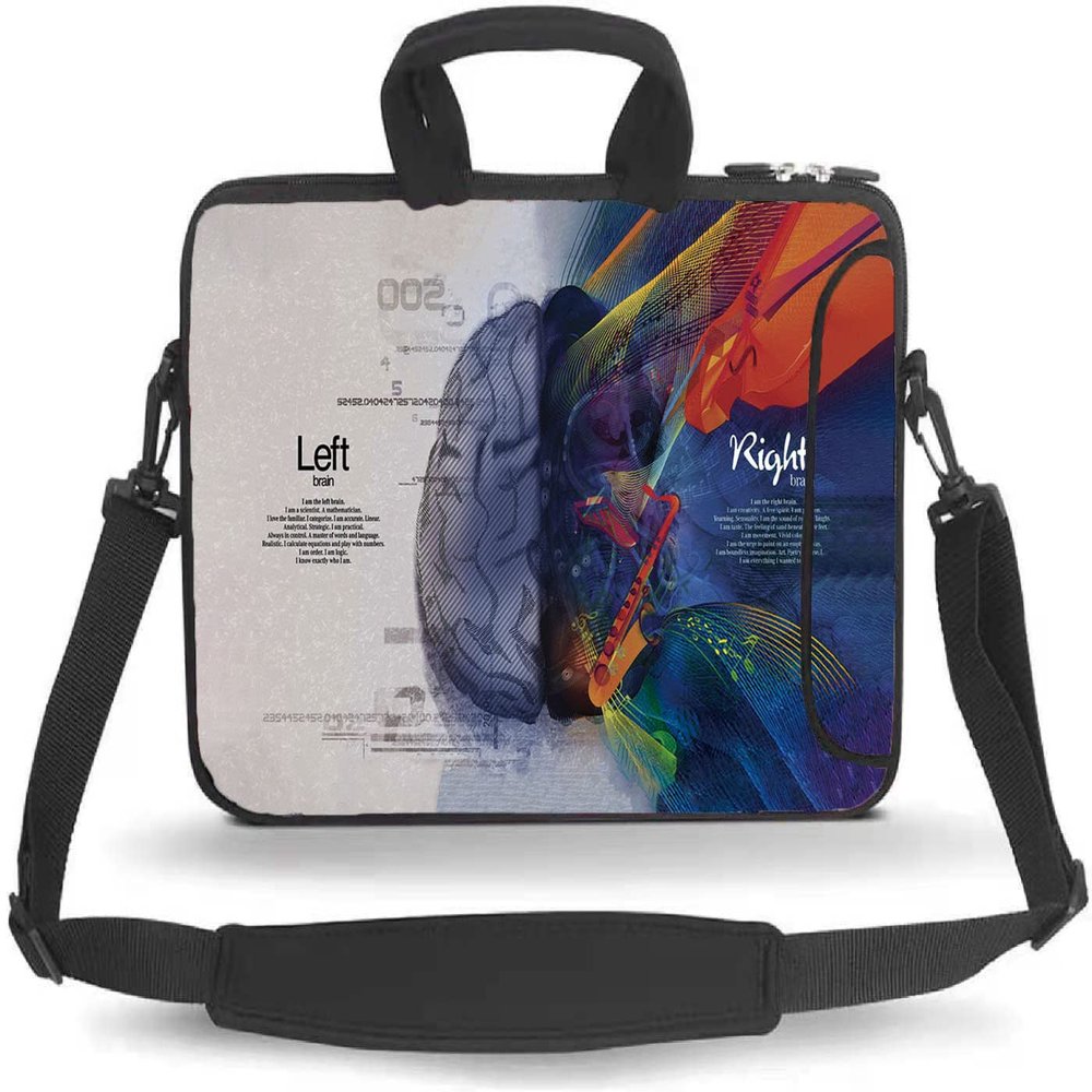 11 11.6 12 12.5 13 inches Case Laptop/Chromebook/Ultrabook/Notebook PC Messenger Bag Tablet Travel Case Neoprene Handle Sleeve with Shoulder Strap(Left Right Brain)