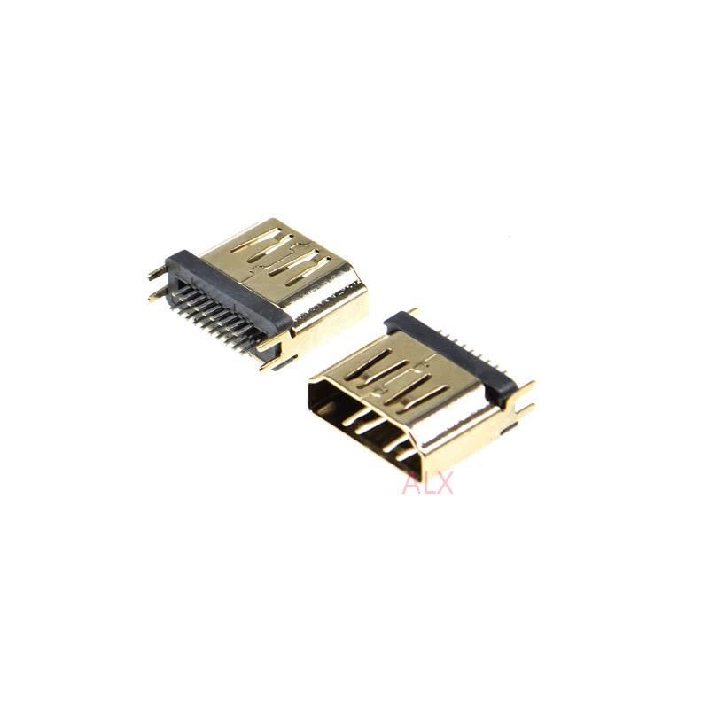 10PCS HDMI Female Jack/Plug Connector 19PIN 19P 1.6MM 180 Degree Gold-Plated hd 19 PIN