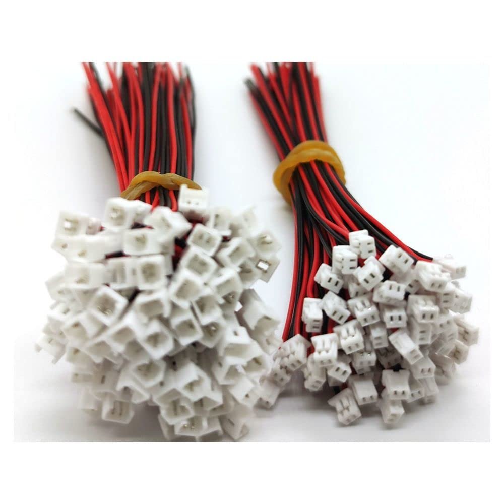 100 Pair Micro JST 1.25 2-Pin Male and Female Connector Plug with Wires Cables