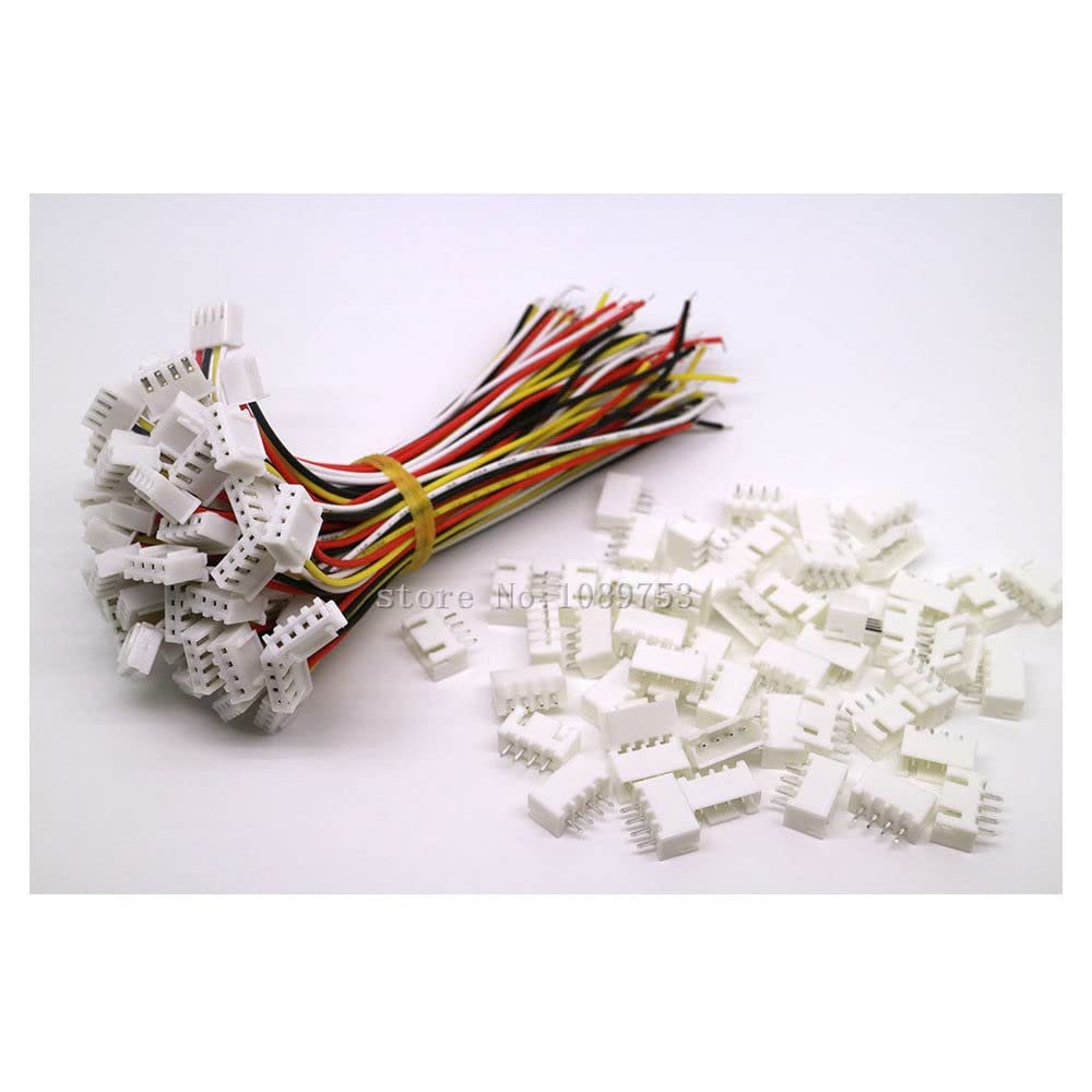 100 Sets JST XH 2.54-4 Pin Battery Connector Plug Female & Male with 100MM Wire