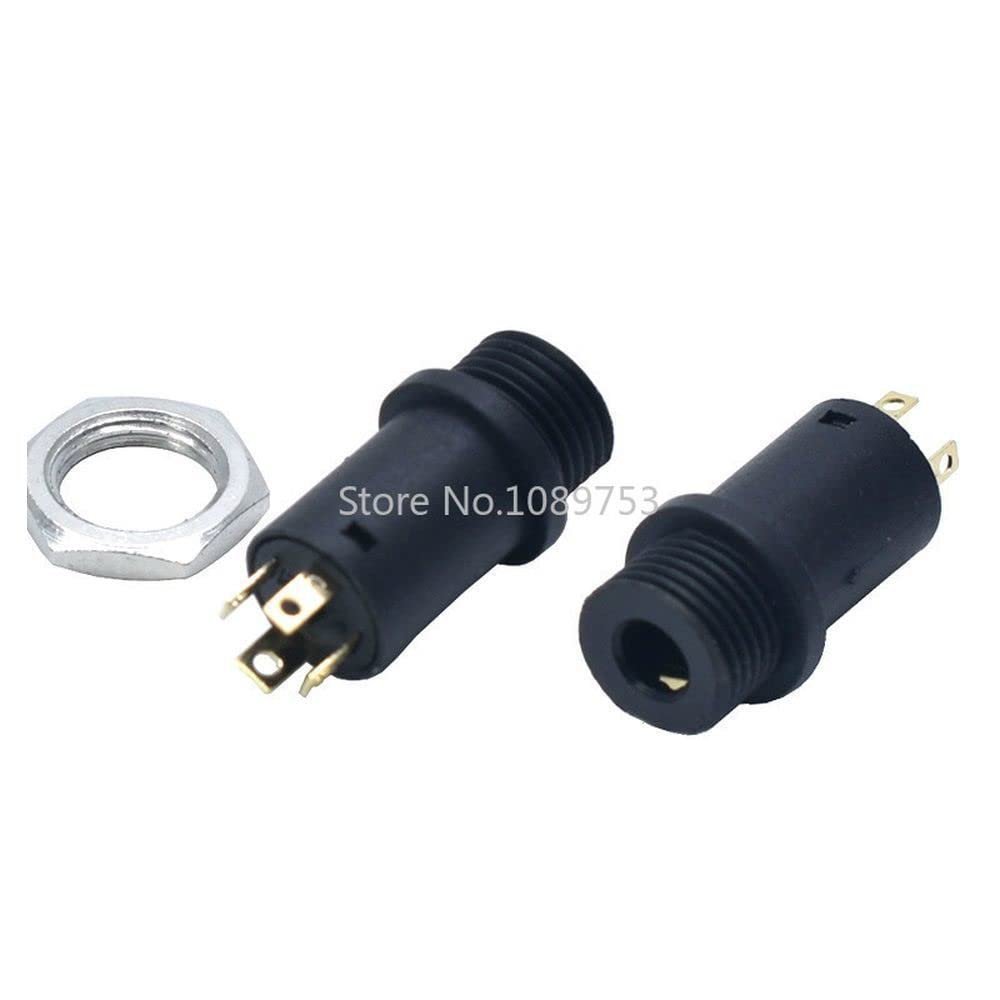 10Pcs 3.5mm Headphone Jack PJ-31640 with nut Four Gold Plated Copper Two Channel with Wheat Vertical Audio Base