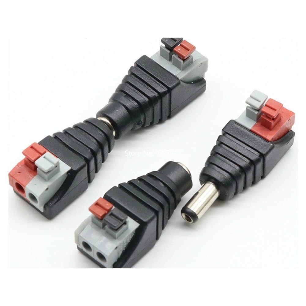 5pcs DC Male +5 pcs DC Female Connector 5.5x2.1mm DC Power Jack Adapter Plug Connector for CCTV Camera