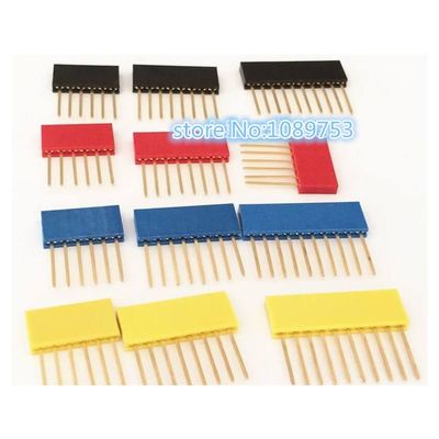 80Pcs Female Tall Stackable Header Connector Socket 11mm for Arduino Shield 4-Color Black/Red/Blue/Yellow