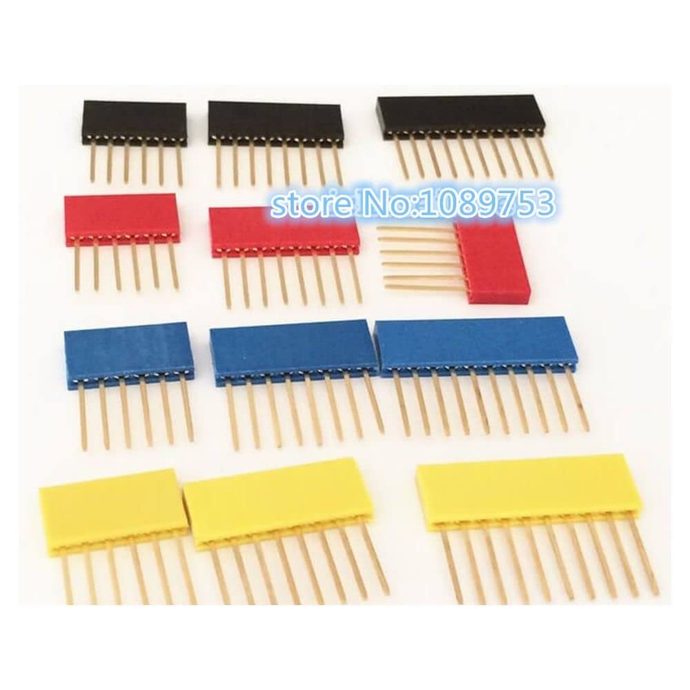 80Pcs Female Tall Stackable Header Connector Socket 11mm for Arduino Shield 4-Color Black/Red/Blue/Yellow