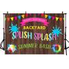 ABLIN 7x5ft Summer Pool Party Backdrop for Birthday Splish Splash Summer Bash Backyard Pool Party Decorations Wood Pennant Photography Background Pool Party Banner Props view 3