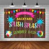 ABLIN 7x5ft Summer Pool Party Backdrop for Birthday Splish Splash Summer Bash Backyard Pool Party Decorations Wood Pennant Photography Background Pool Party Banner Props view 4