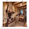 BELECO 7x5ft Fabric Rustic Old Kitchen Backdrop Rural Farmhouse Cabin Interior Fireplace Dining Table Western Tavern Inn Background Countryside Theme Party Decorations Photo Props view 3
