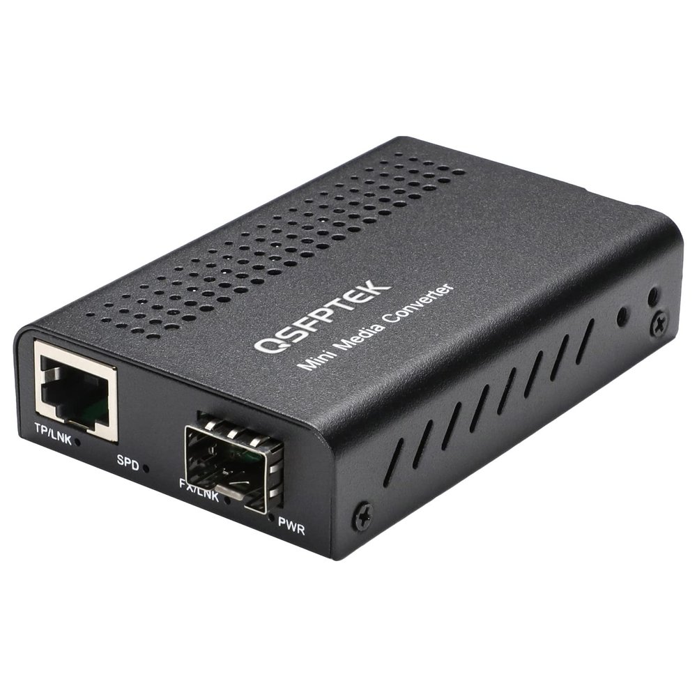 10G Media Coverter, 10 Gigabit Fiber to 10G Copper UTP Ethernet Media Converter, Mini Unmanaged 1x 100M/1G/2.5G/5G/10GBase-T RJ45 to 1x 10GBase-X SFP+ Slot 10Gigabit Ethernet Media Converter