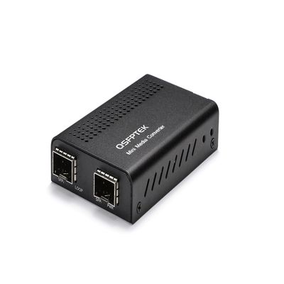 SFP+ Media Converter, Mini Unmanaged 1x 10GBase-X to 1x 10GBase-X 2X Open SFP+ Slots, 10Gigabit 10G SFP+ to SFP+ Fiber to Fiber Media Converter, DC 5~12V, Without Transceivers
